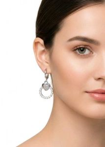 Charming Heart &amp; Diamond Hoop Earrings