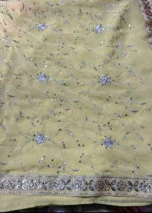 Beautiful Yellow Embroidered Saree