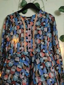 Blue 🔵 multi Color Cotton Formal Dress