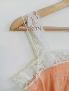 Chic Lace Trim Peach Tank Top