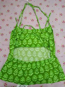 Bright Green Block Print Top