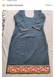 Elegant Blue Kurti with Floral Embroidery