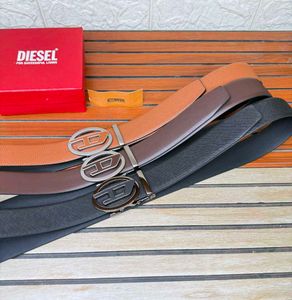 Diesel Brown Leather Belt with Silver Buckle