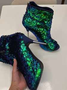 Sparkling Sequin Ankle Boots