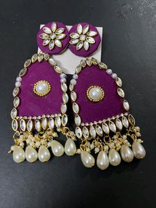 Fabric Fancy Long Size Earrings