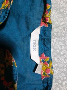 Teal Floral Print Kurta Set with Jacket