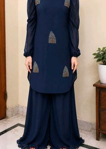 fixed price Navy Blue sharara top  Set wit