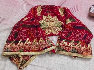 Exquisite Red Bandhani Rajasthani bhaat chundri ..