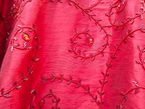 Elegant Red Embroidered Silk Cape