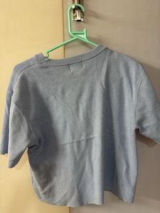 Light Blue Basic Crew Neck Top