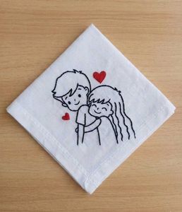 Cute Couple Embroidered Handkerchief Set