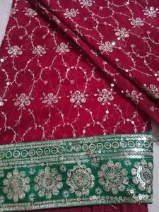 Red Embroidered Saree
