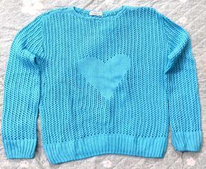 Full Sleeves Cute Blue Heart Sweater 💙