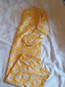 Yellow Printed Kurta with Button Detail
