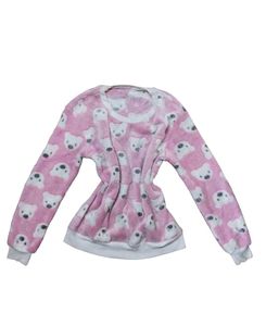Cute Pink Fluffy Bear Print Top
