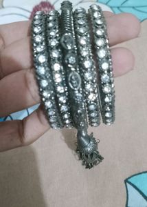 Dark Silver Colour Bangles One Hand Set