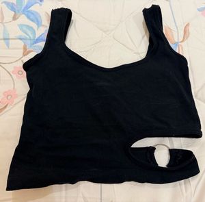 Black Cutout Ring Crop Top
