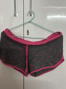 Gray & Pink Patterned Shorts