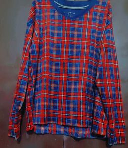 Red & Blue Stylish Plaid Long Sleeve T-shirt for 4