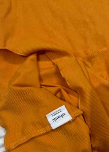 Orange Strapless Bodycon Midi Dress