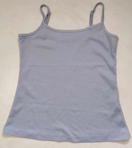 Dusty Light Blue Swiss Dot Blouse With Camisole