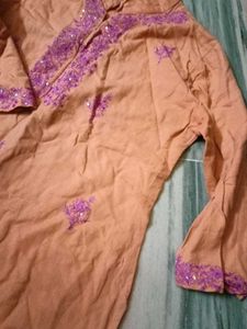Embellished Orange Kurta - Shrishti