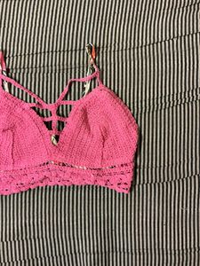 Crocheted Pink Bikini Top