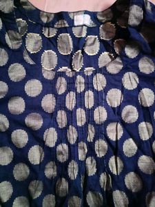 Elegant Navy Blue Polka Dot Kurta