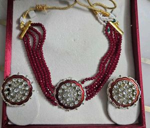 Stunning Red Beaded Necklace & Earring Set
