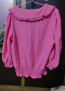 Chic Textured Ruffle Collar Top
