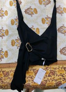 halter neck black top