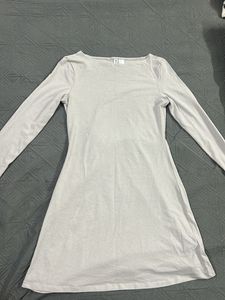 Light Gray Long Sleeve Casual Dress