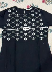 Black Kurti with White Floral Embroidery