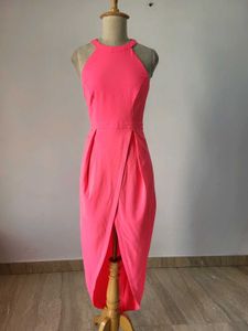 Vibrant Pink Halter Neck Dress