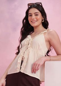 Front Tie-ups Ruffle Top