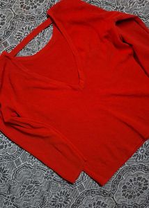 Stylish Red Open Back Sweater