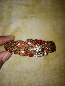Traditional Antique Hair Barrette with Red Gem