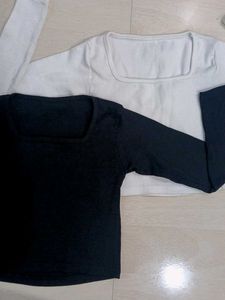Classic Black &amp; White Long Sleeve Tops