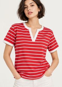 Red Striped V-Neck T-Shirt