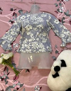 Floral Striped Bell Sleeve Top