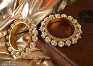 Elegant Gold Bangles with Pearls