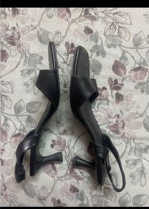 Black Open-Toe Slingback Heels