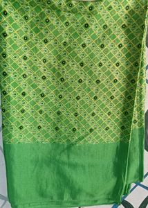 Vibrant Green Bandhani Saree