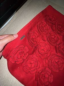 Elegant Red Rose Embellished Dress