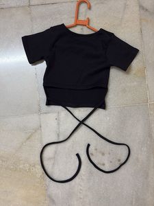 Black Tie-Around Very Crop Top