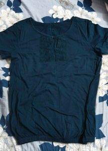 Teal Lace Detail Top