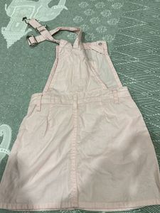 Baby Pink Denim Overalls Skirt