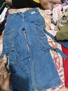 Blue Denim Cargo Pants