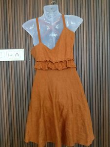 Orange Suede Halter Dress
