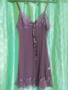 Lace Trim Mesh Nighty